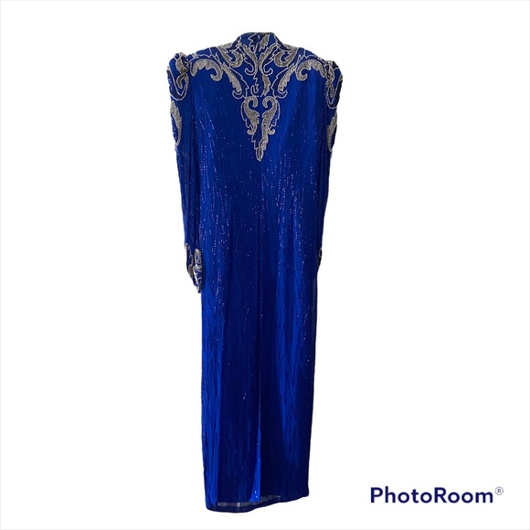 De Oscar Collection Blue Formal Sequin Evening gown gently used Size 14 - Picture 3 of 9